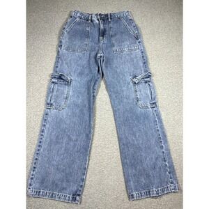 Hidden Los Angeles Jeans Women's 27 Light Wash Cargo Wide Leg High Rise Baggy